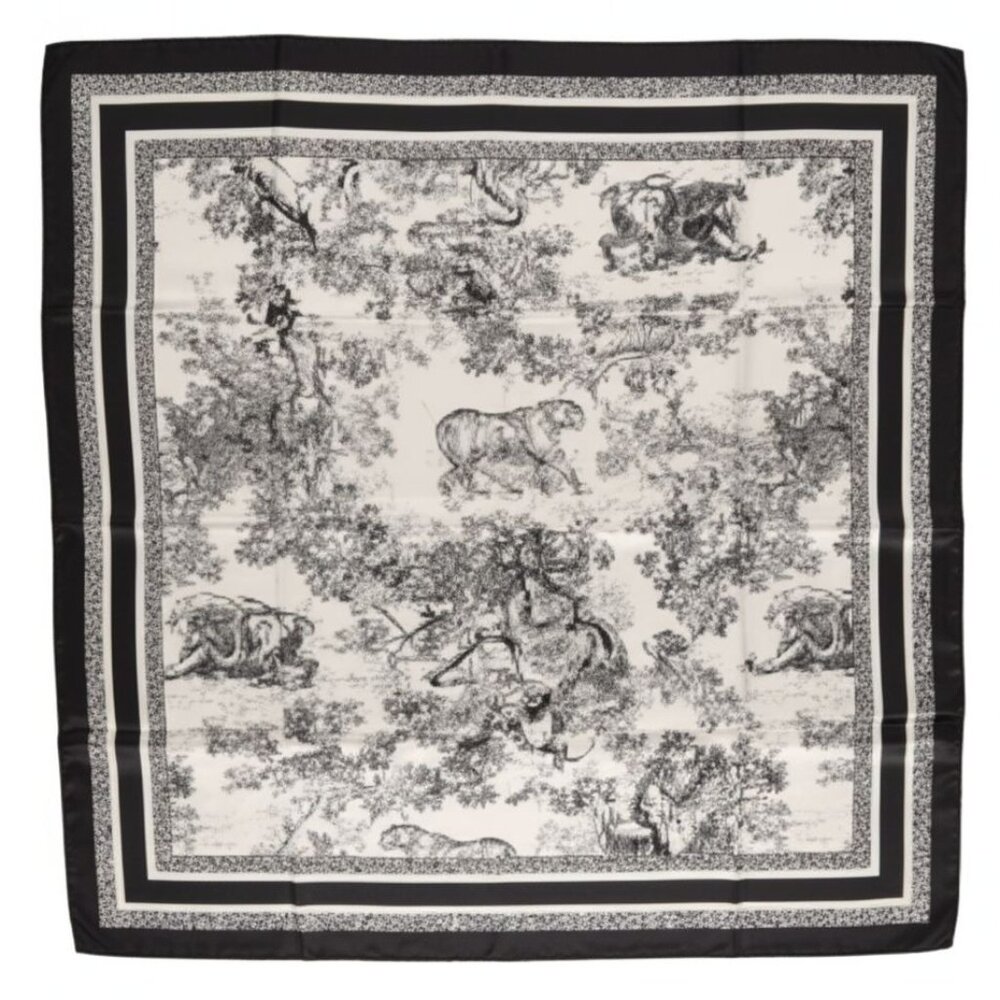 Black & White African Jungle Safari Animal  Scarf 35x35 inch  Square Design